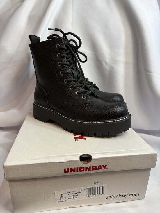 UNIONBAY Shoes - UnionBay Combat Boots Womens Size 8 Black Side Zip Up NEW Shoes